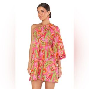 Show Me Your Mumu High Volume Dress Paradise Palms Tropical Hawaiian Sz S EUC